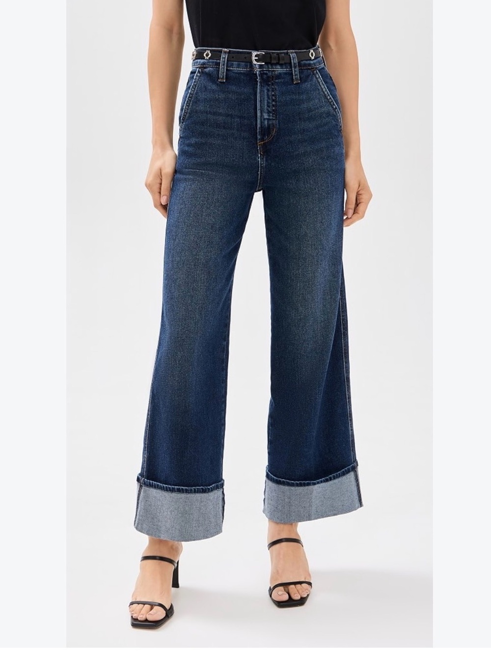 Joe's Jeans, Trouser Style, Dark wash wide leg, cuffed, cropped  denim